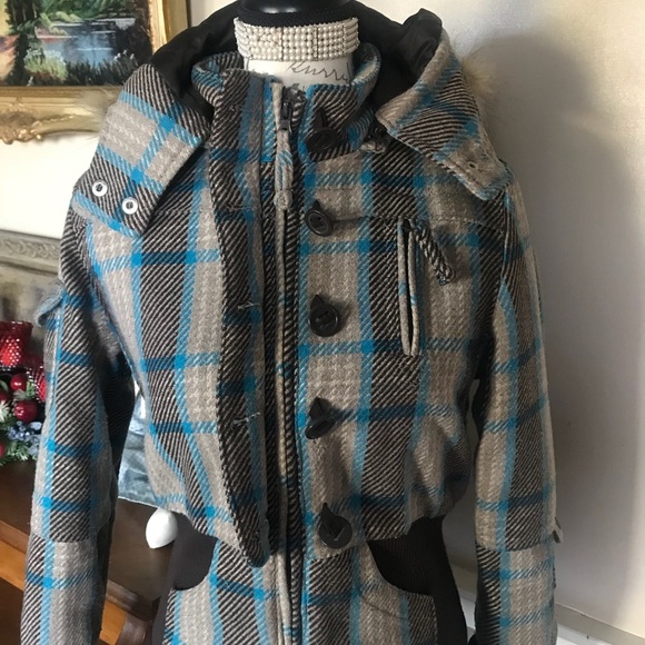 💙 Rare Vintage Y2K  DEB Wool Faux Fur Collar Coat Size M ‼️FINAL SALE - Picture 11 of 12